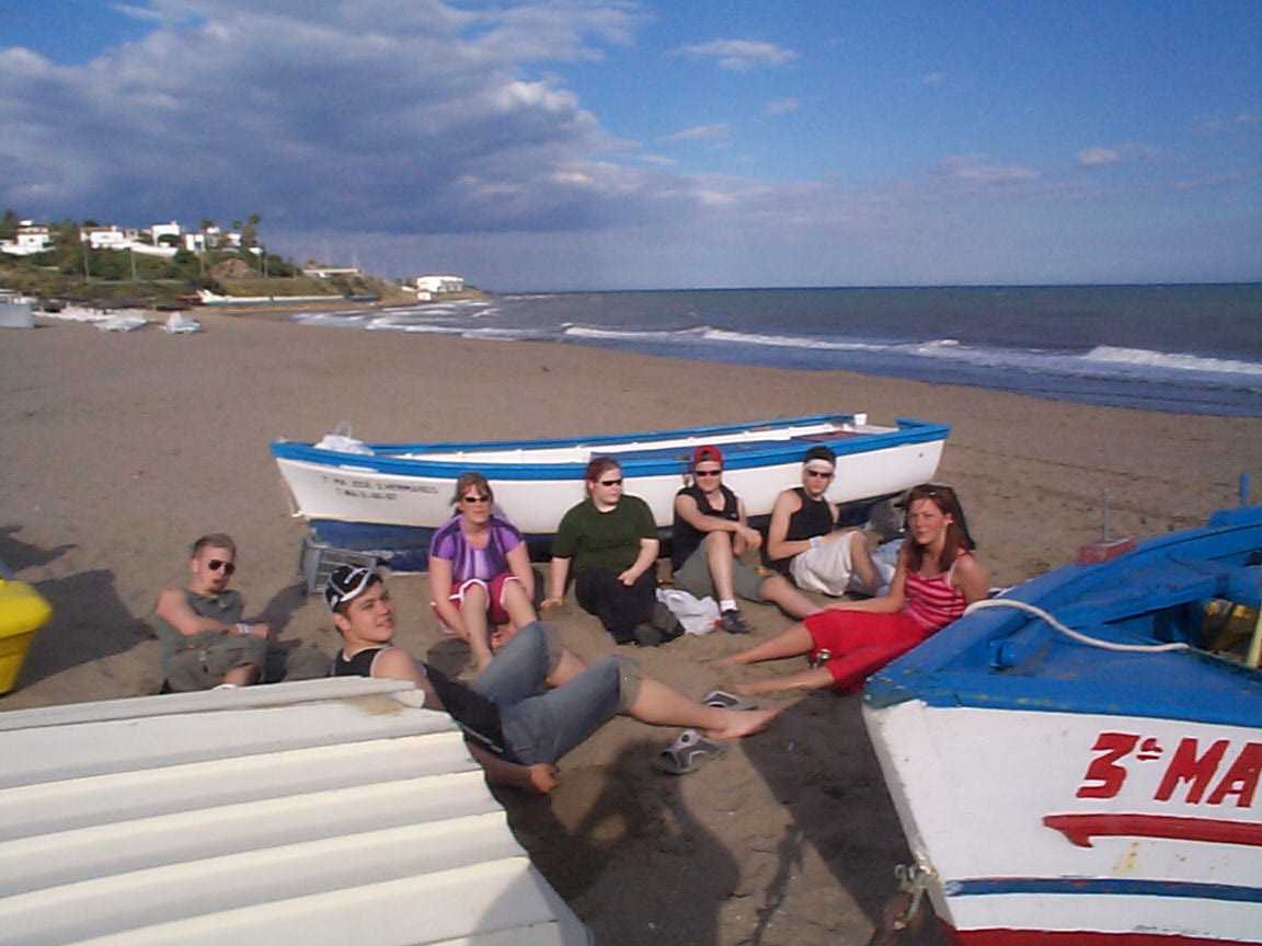 P&aring; stranden i Cala de Mijas.